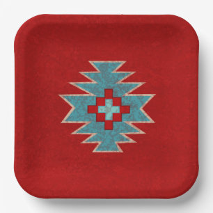 Southwest Mesas Geometric Pattern Paper Plate