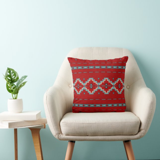 Southwest Mesas Red & Turquoise 16in Cushion (Chair)