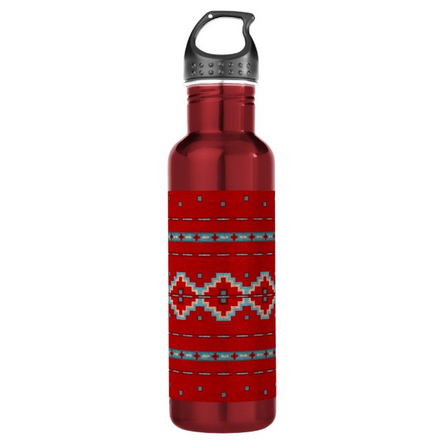 Southwest Mesas Red & Turquoise 710 Ml Water Bottle (Front)