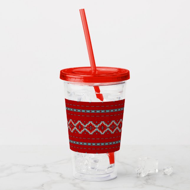 Southwest Mesas Red & Turquoise Acrylic Tumbler (Front Ice)