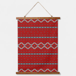 Southwest Mesas Red & Turquoise Geometric Print Hanging Tapestry