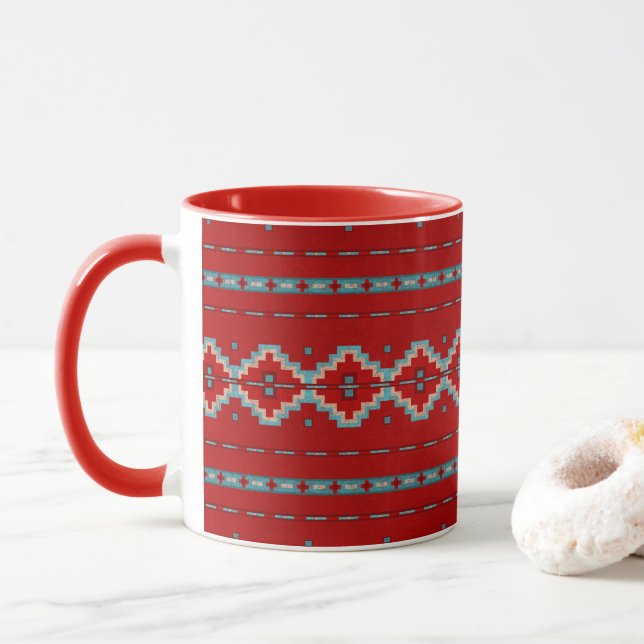 Southwest Mesas Red & Turquoise Mug (With Donut)