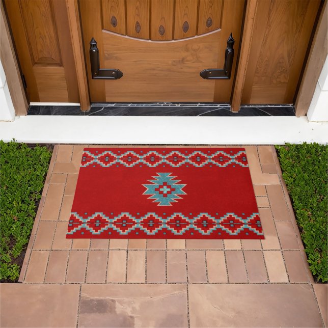 Southwest Mesas Red & Turquoise Personalised  Doormat (Outdoor)
