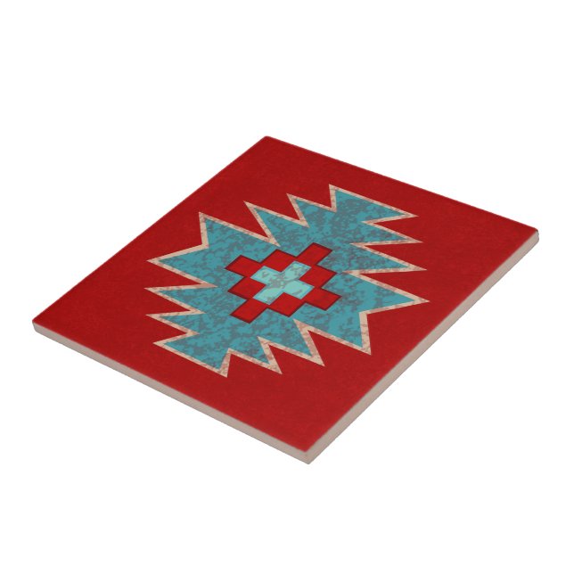 Southwest Mesas Red & Turquoise Tile (Side)