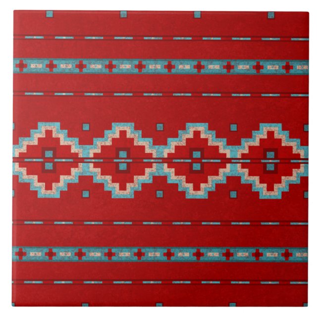 Southwest Mesas Red & Turquoise Tile (Front)