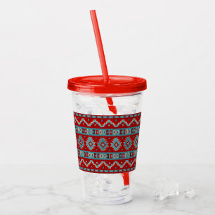 Southwest Mesas Turquoise & Red Acrylic Tumbler
