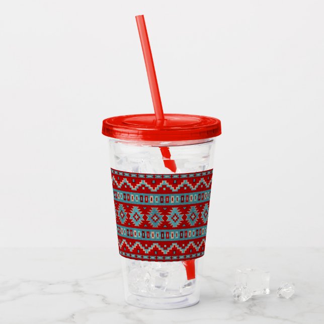 Southwest Mesas Turquoise & Red Acrylic Tumbler (Front Ice)