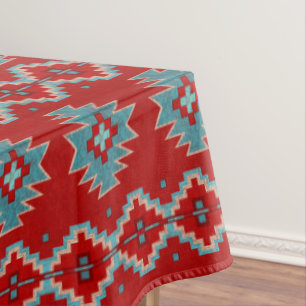 Southwest Mesas Turquoise & Red Medium Tablecloth