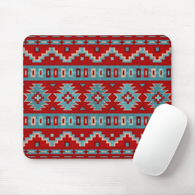 Southwest Mesas Turquoise & Red Mouse Mat (With Mouse)