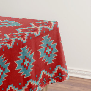 Southwest Mesas Turquoise & Red Small Tablecloth
