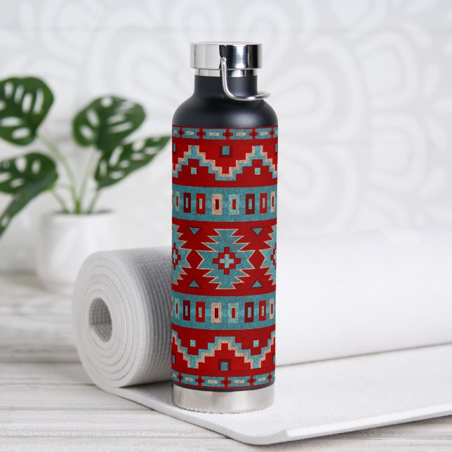 Southwest Mesas Turquoise & Red Water Bottle (Yoga)