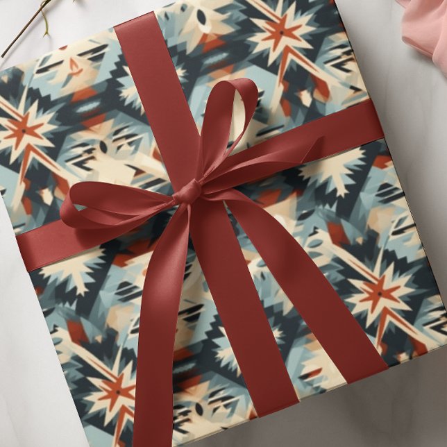 Southwest Modern Blue Adobe Pattern Wrapping Paper (Creator Uploaded)