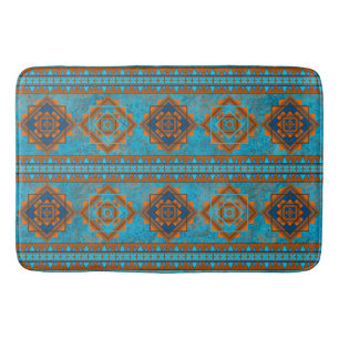 Southwest Mountain Peaks Turquoise Geometric Bath Mat