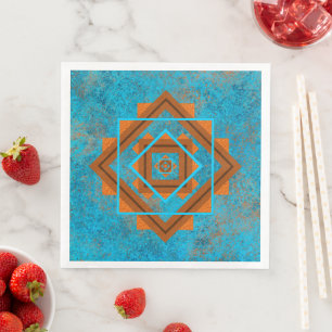 Southwest Mountain Peaks Turquoise Geometric Napkin