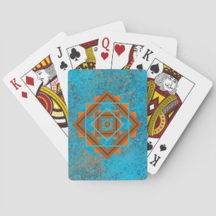 Southwest Mountain Peaks Turquoise Geometric Playing Cards