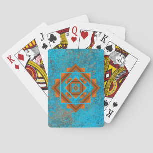 Southwest Mountain Peaks Turquoise Geometric Playing Cards