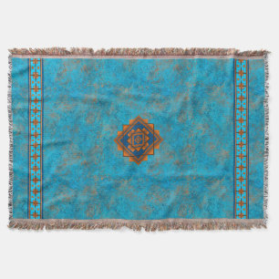 Southwest Mountain Peaks Turquoise Geometric Throw Blanket