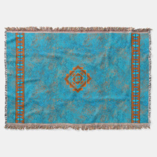 Southwest Mountain Peaks Turquoise Geometric Throw Blanket