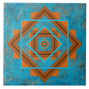 Southwest Mountain Peaks Turquoise Geometric Tile