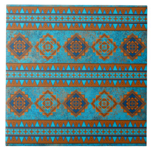 Southwest Mountain Peaks Turquoise Geometric Tile