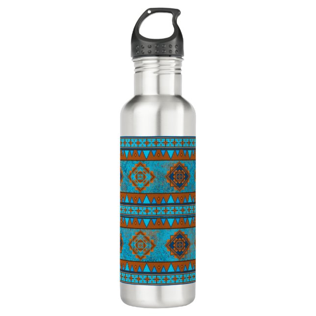 Southwest Mountain Peaks Turquoise Pattern  710 Ml Water Bottle (Front)