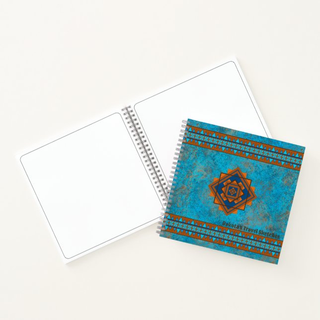 Southwest Mountain Peaks Turquoise Personalised Notebook (Inside)