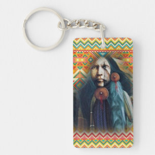 Southwest Native American Brave Key Ring
