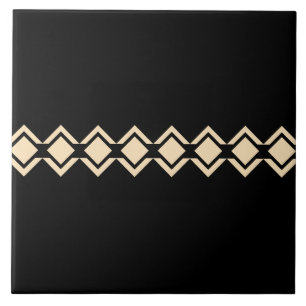 Southwest Native American Geometric Black and Tan Tile