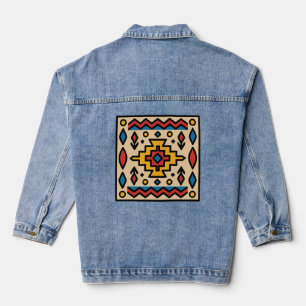 Southwest Native American Geometric Design Denim Jacket