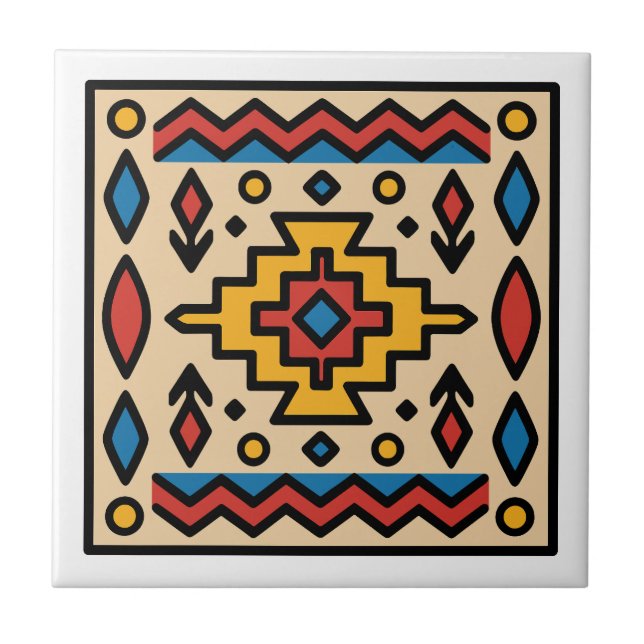 Southwest Native American Geometric Design Tile (Front)