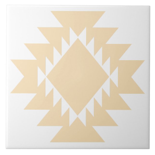 Southwest Native American Geometric White and Tan Tile (Front)