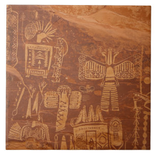 Southwest Native American Petroglyh  Tile