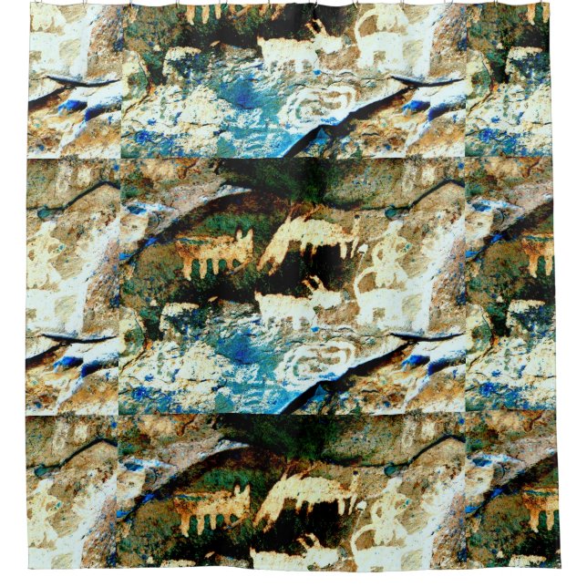 southwest native rock art shower curtain (Front)