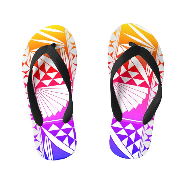 Southwest Native Sunrise in Rainbow Kid's Flip Flops (Footbed)