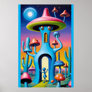Southwest of Mushroom Town Shroombillies Poster