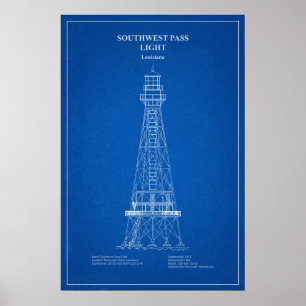Southwest Pass Lighthouse - Louisiana – AD Poster