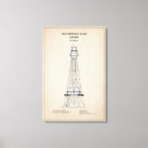Southwest Pass Lighthouse - Louisiana - SBD Canvas Print
