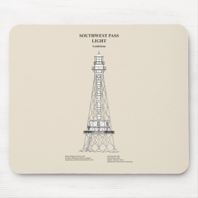 Southwest Pass Lighthouse - Louisiana - SBD Mouse Mat (Front)