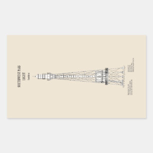 Southwest Pass Lighthouse - Louisiana - SBD Rectangular Sticker