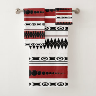 Southwest Pattern Black, Grey, Rust and White Bath Towel Set