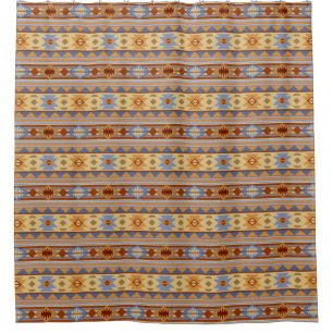 Southwest Pattern Design Rust Grey Gold Shower Curtain