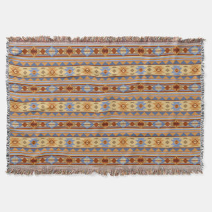 Southwest Pattern Design Rust Grey Gold Throw Blanket