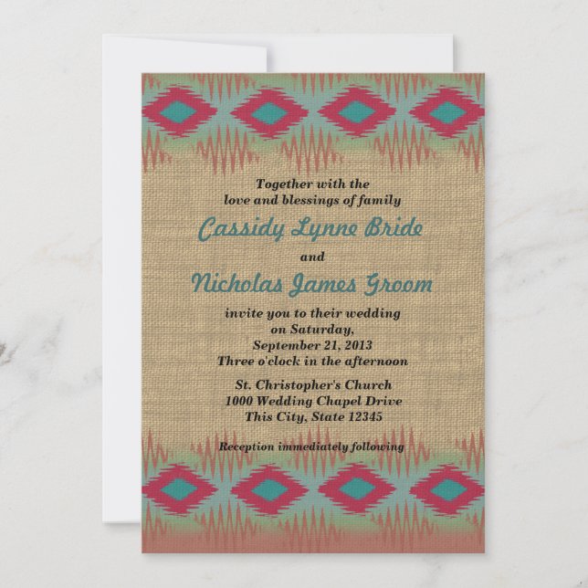 Southwest Pattern Wedding Invitation (Front)
