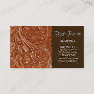 southwest pattern western country tooled leather business card
