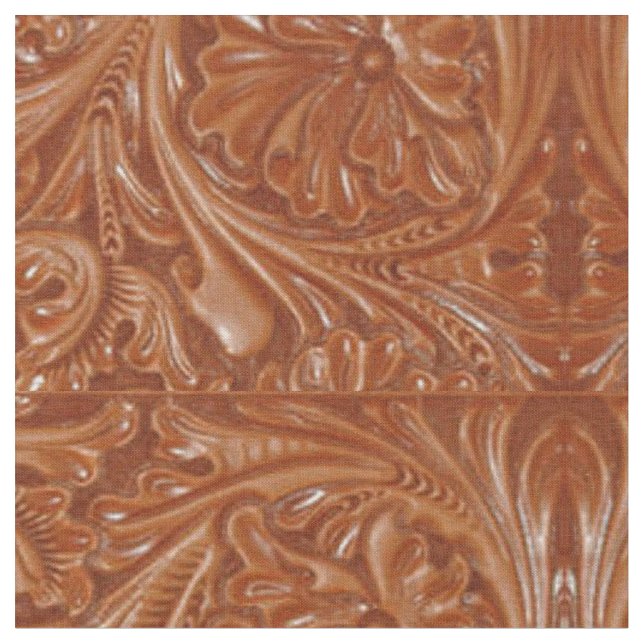 southwest pattern western country tooled leather fabric (Close Up)