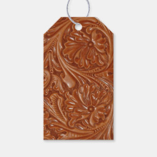 southwest pattern western country tooled leather gift tags