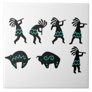 Southwest Petroglyh Kokopelli White Kitchen Tile