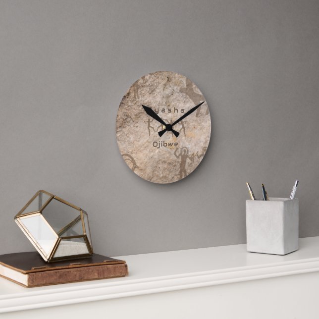 Southwest Petroglyhs Custom Tribe/Name Round Clock (Office)