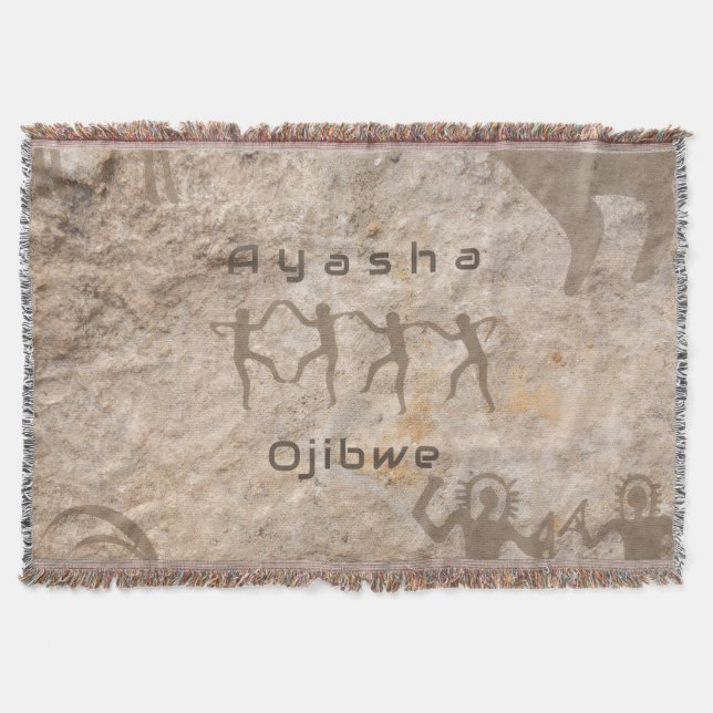 Southwest Petroglyhs Custom Tribe/Name Throw Blanket (Front)