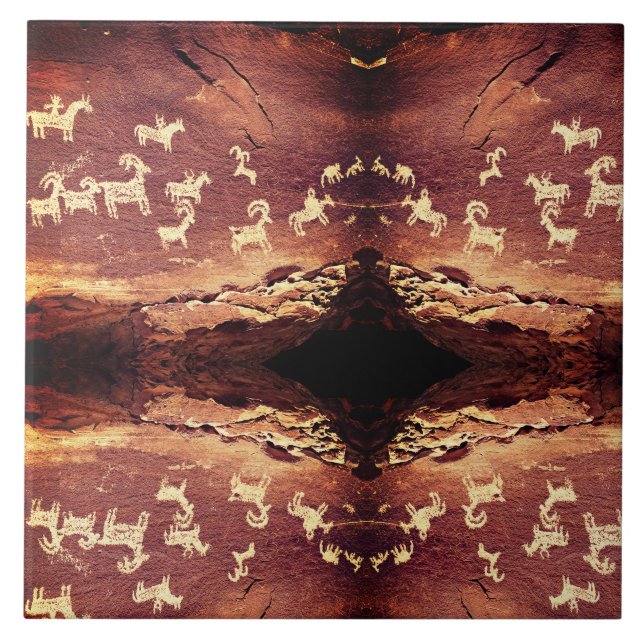 Southwest Petroglyph Ceramic Tile (Front)